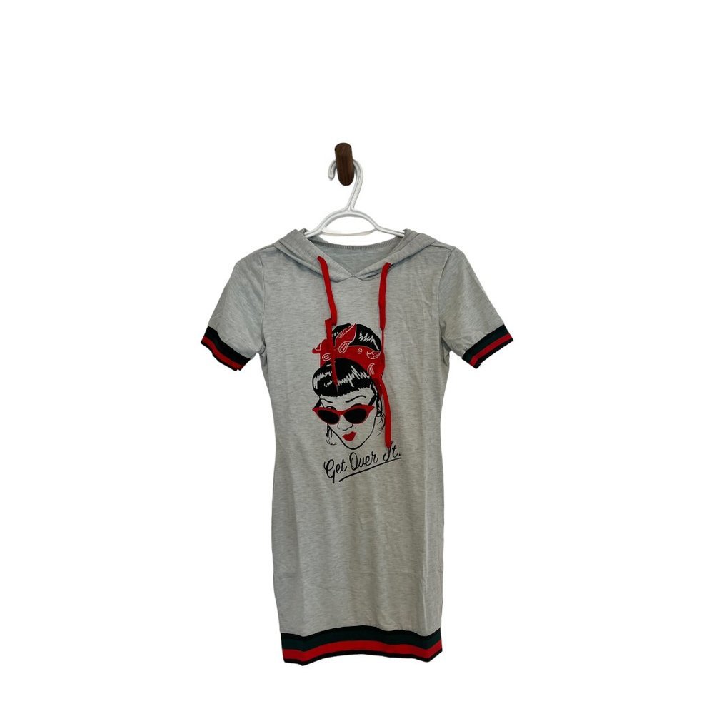 Get Over it Graphic short sleeve hoodie casual dress sz S